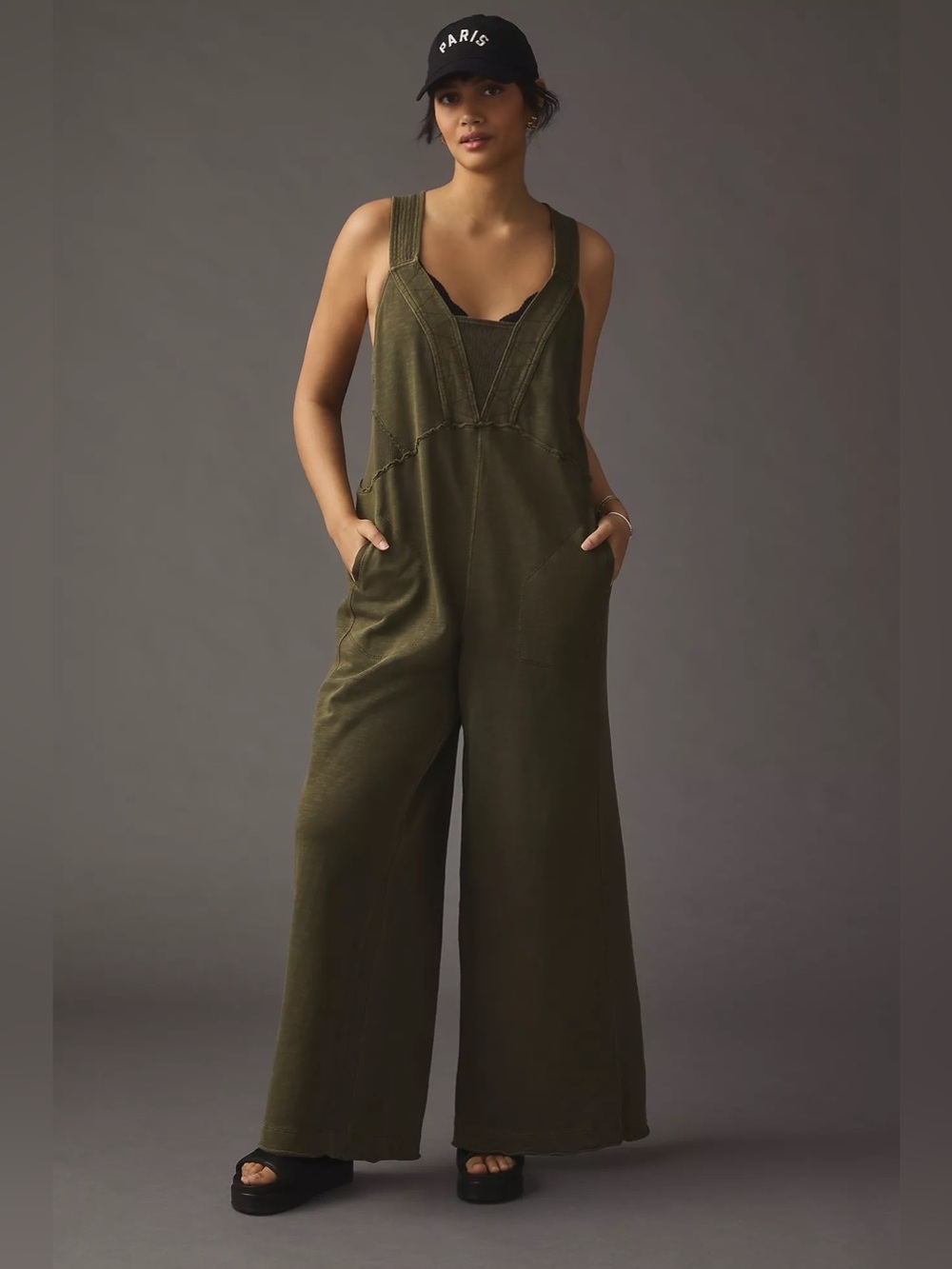 Daily Practice by Anthropologie The Palmra Jumpsuit Size Large Olive Green